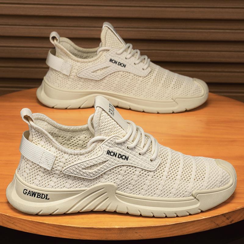 Flying Woven Sports Men's Shoes 2024 Summer New Thin Low-top Lace-up Outdoor Travel Mountaineering Breathable Casual Shoes