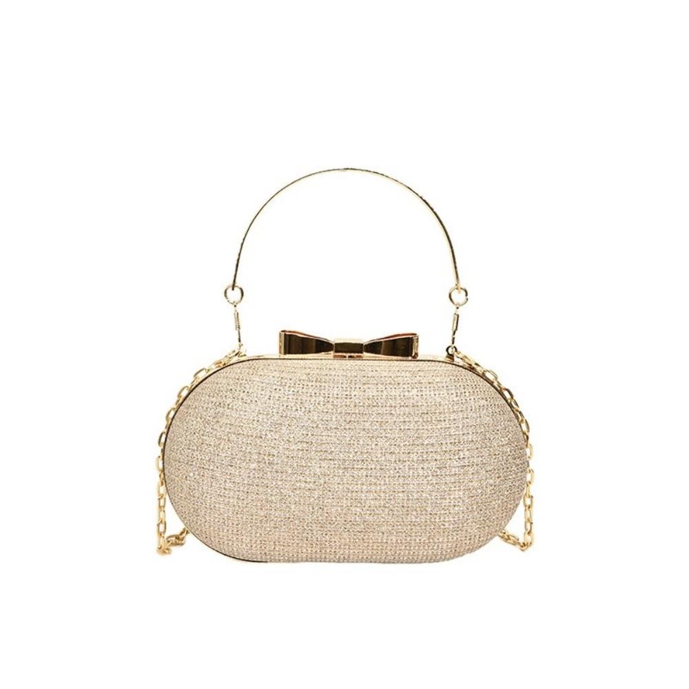 Elegant Sequined Glitter Evening Bag Bow Sparkling Shiny Clutch Bag Metal Chain Crossbody Bag Dinner