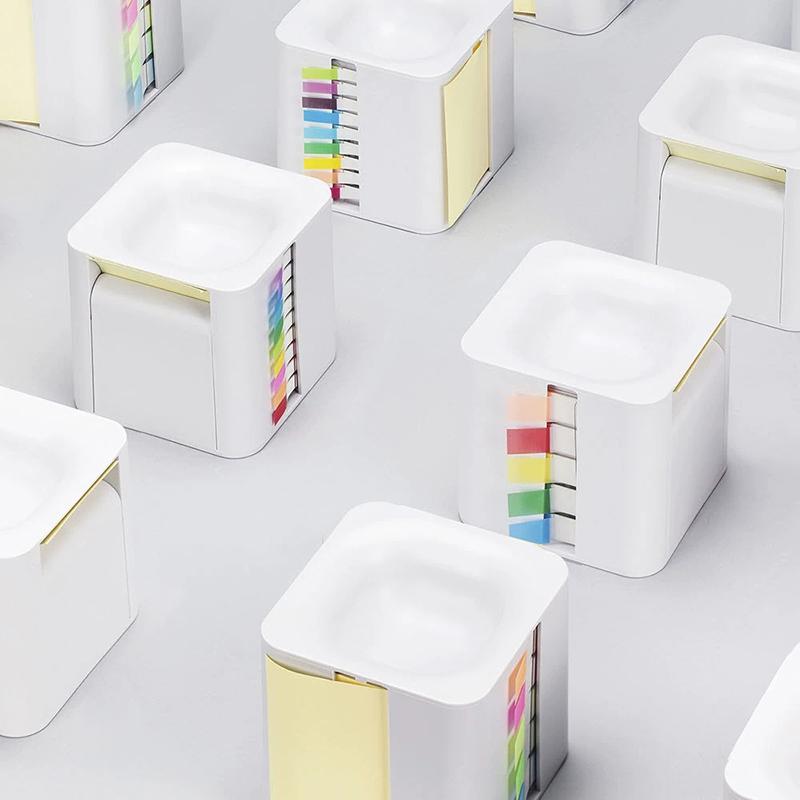 Multifunctional Sticky Note Dispenser Plastic Sticky Note Holder White Sticky Note Container Office Supplies For Office Desk