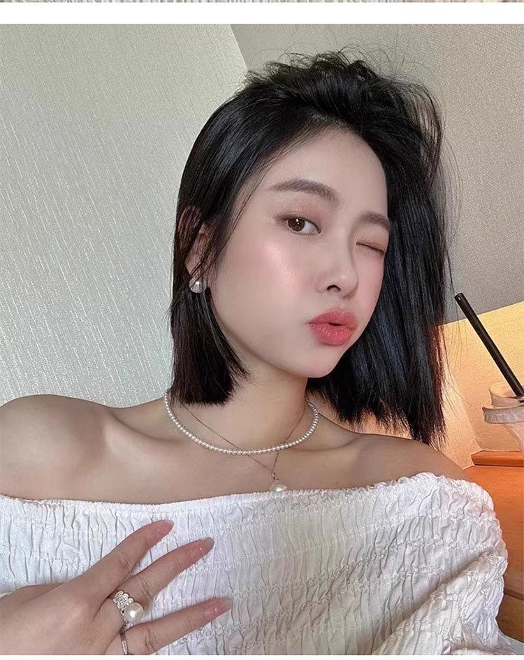 S925 Silver Mother-of-Pearl Pearl Necklace for Women - High-End, Lustrous, Round Beads On Clavicle Chain, Trendy Choker Design.