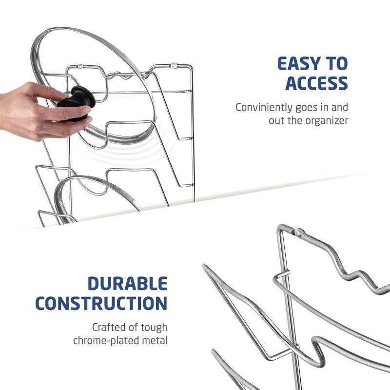 Wall-Mounted Kitchen Organizer 5-Tier Space Saving Pot Lid Cutting Board Holder Durable Metal Shelf For Utensils Spices Storage Rack