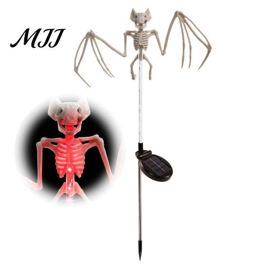Glow in The Dark Bat Figures Solar Halloween Garden Lights, Realistic Skeleton Pathway Decor, Waterproof LED Spooky Stickers for Windows Stake