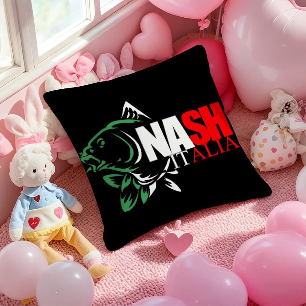 Nash Fishing logo Pillow Case Soft Plush Fabric Double-Sided Printed Cushion Cover Warm Winter Sofa Pillow Case