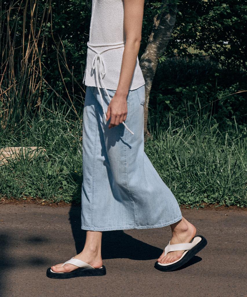 Lamerei H-Line Denim Long Skirt[Lmbesudn5208]-Light Blue