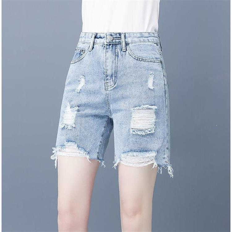 Women s High Waist Ripped Denim Shorts - Summer Trendy, Slim Straight Leg, Wide Leg Design M