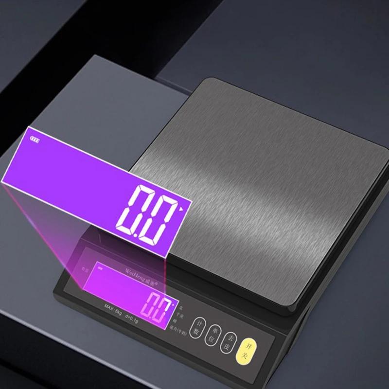 Digital Electronic Kitchen Scale 5kg/0.1g 10kg/1g Stainless Steel Rechargeable High Accurate  Auto Power Off Unit Conversion