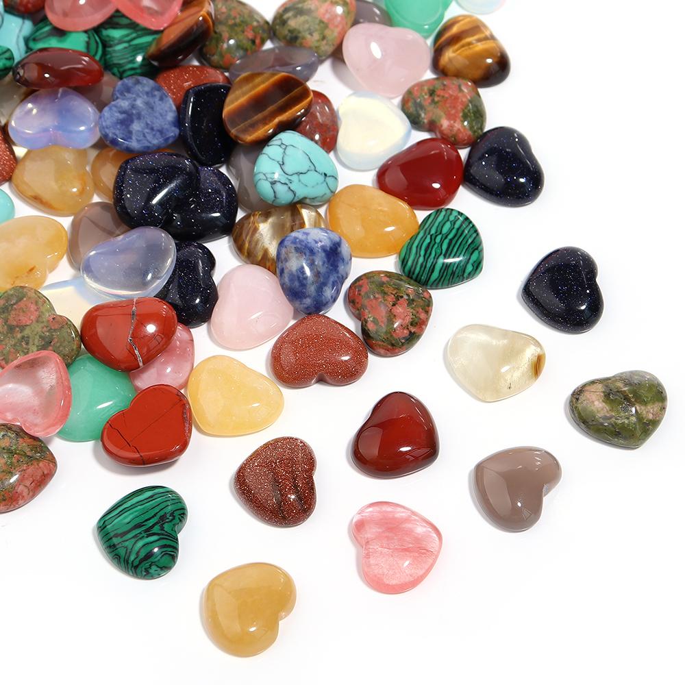 5pcs Heart Stone Cabochon 15x18mm Natural Stone Flatback Cameo Loose Beads For Jewelry Making DIY Pendants Necklace Accessories