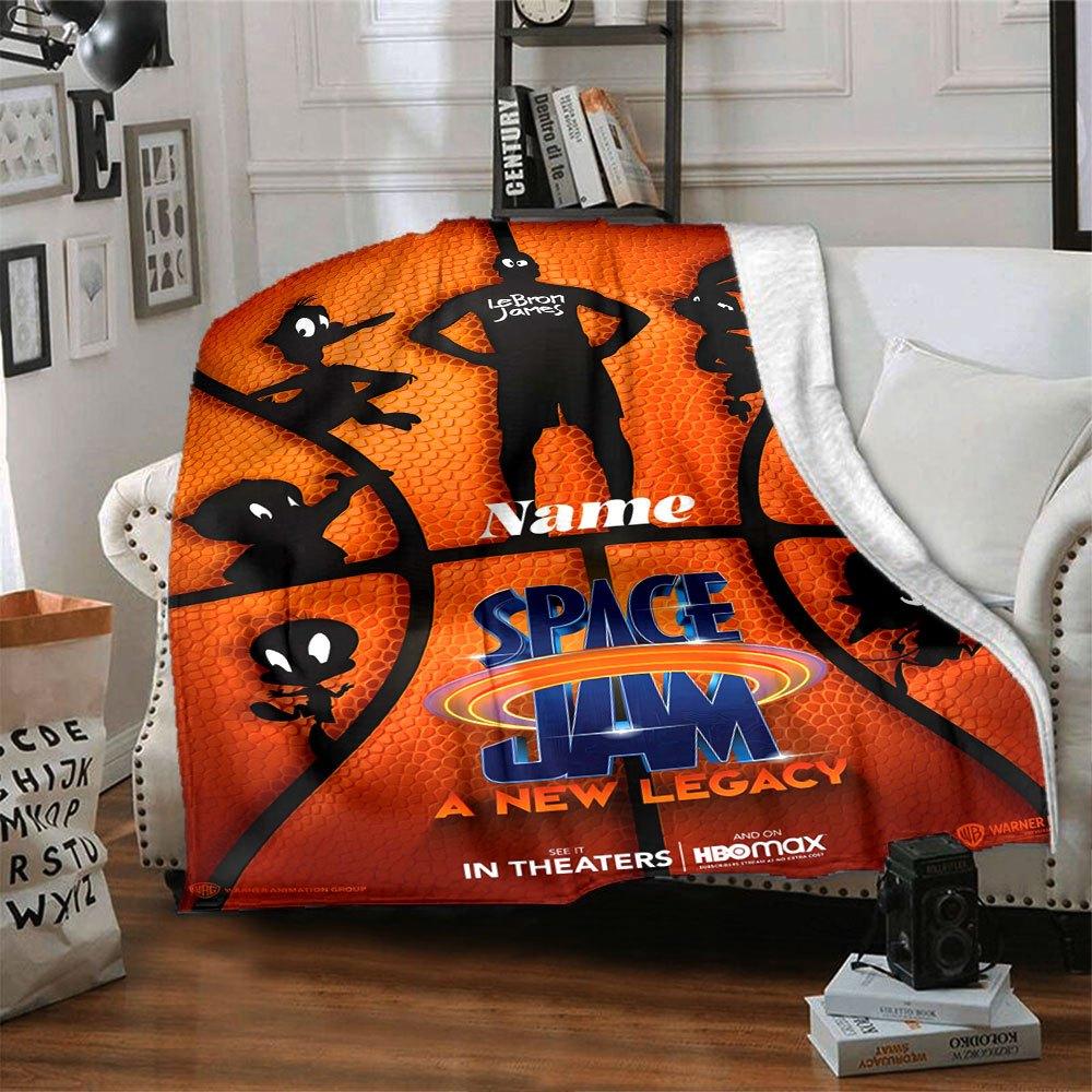 Space Jam Legacy Lightweight Customizable Blanket Personalized Text Comfortable Throw For Sofa Couch Office Bed Picnics Ideal For All Seasons Digital