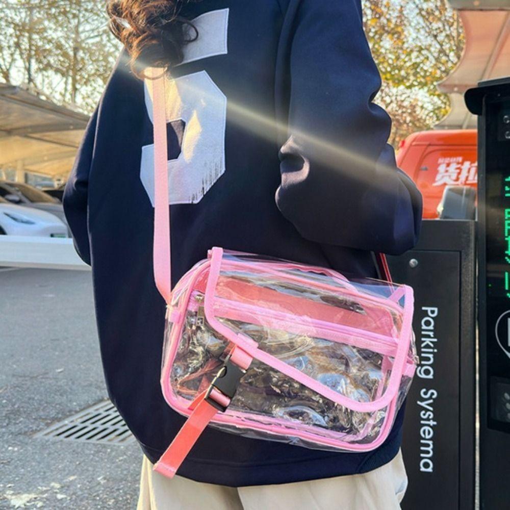 PVC Crossbody Bag Zipper Tote Handbag Trendy Shoulder Bag  Sports