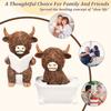 2 Pcs Scottish Highland Cow Resin Figurines Funny Bathing & Reading Highland Cow Statue for Office Bathroom and Home Decoration