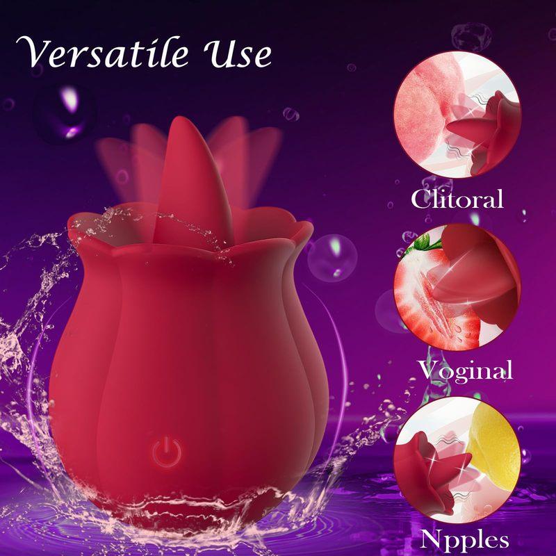 Tongue Clitoral Rose Vibrator, Sex Toys Vibration Stimulator for Women | Licking Rose Adult Toy | 10 Speed Vibrating