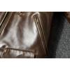 Chinese Size Style RL Top Layer Oil Waxed Cowhide Real Leather Jacket Men Stand Collar Brown Coat Men's Biker Jacket Spring Autumn