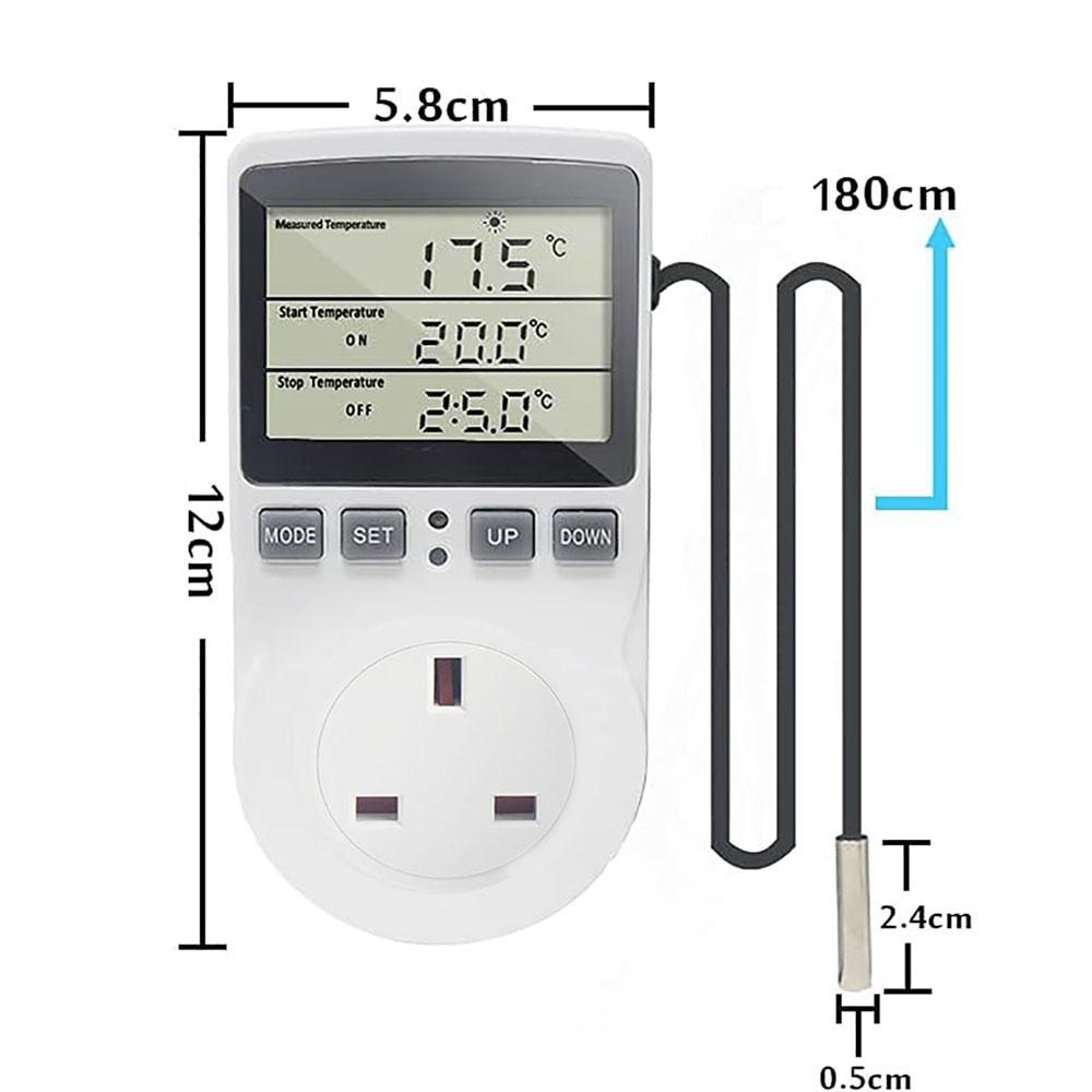 Digital Thermostat Outlet Plug Temperature Controller Heating Cooling with Probe