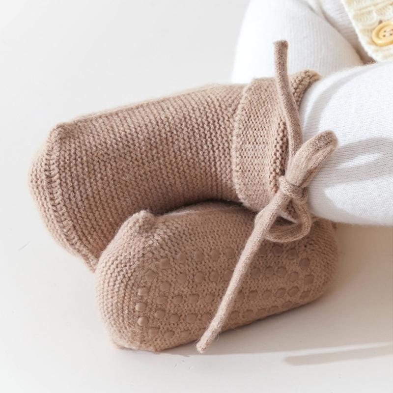 Anti Slip Infant Socks Elastic Ankle Grip Solid Color Comfortable Polyester Mix for Crawling Baby Floor Socks