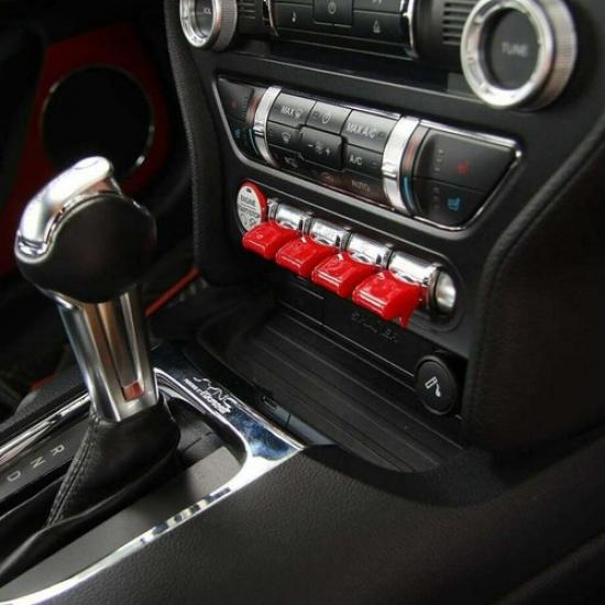 For 2015- Ford Mustang Red Interior Center Control Button Switch Cover Trim