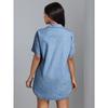 Women's Clothing, Lapels, Short Sleeves, Loose Fit, Denim Shirts, Dresses