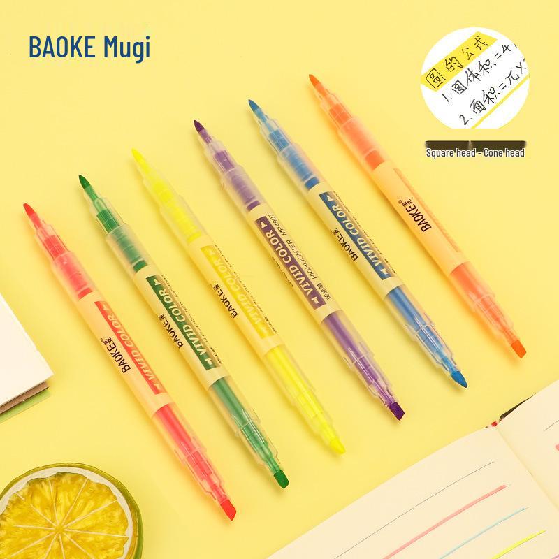 BaoKe Double-Ended Fluorescent Markers for Planning & Note-Taking Bevel Tip