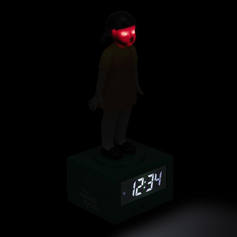Paladone Squid Game Doll Alarm Clock Netflix Official Licensed Kids Bedroom Accessories Decor - Light, &