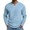 Camicia da Uomo a Maniche Lunghe in Maglia Waffle - Scollo a V, Tessuto Morbido e Traspirante, Vestibilità Rilassata per l'Uso Quotidiano Casual