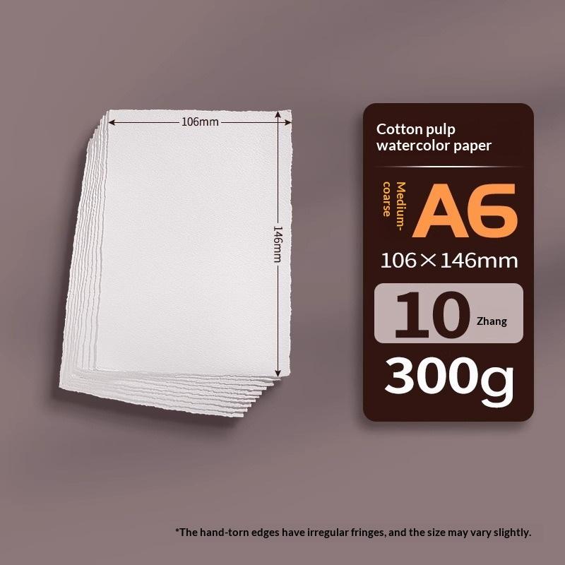 10 Sheets Watercolor Painting Paper A4/A5/A6 Watercolor Paper Sketchbook Rough Edge Water Color Paper Postcard