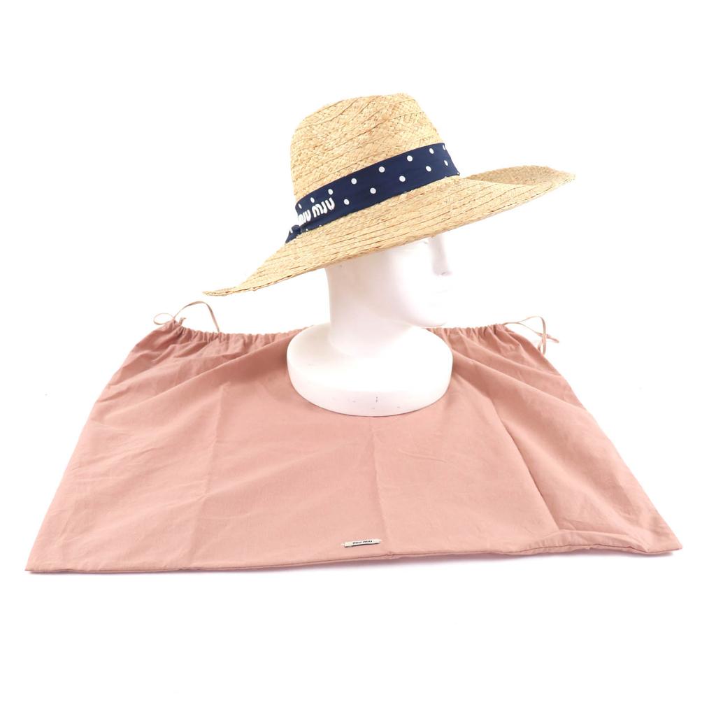 Excellent MIUMIU hat natural Raffia Women S 5HC255 Used