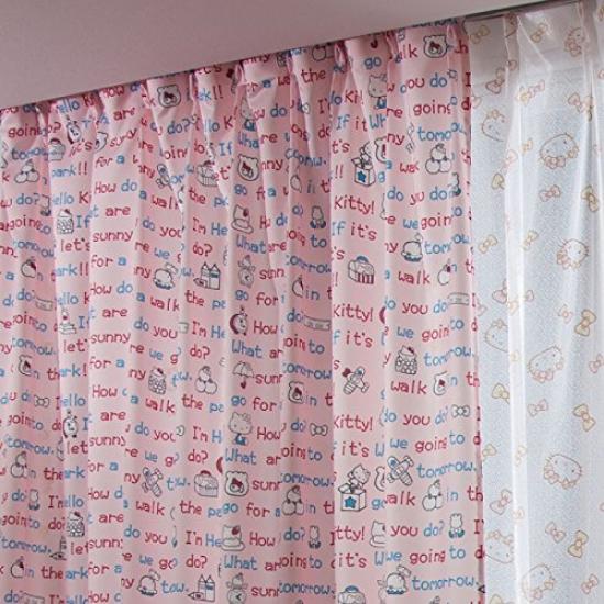 Sanrio in Hello Kitty Set of 100cm x Pink (SANRIO) "Made Japan" Heat-Shielding Curtains, 2, 178cm, [SB-6]