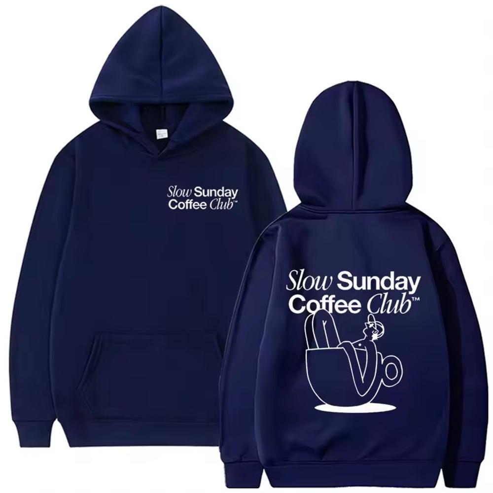 

2025 New Sunday Coffee Club Hoodie Funny Men s Hoodie Harajuku Unisex Street Wear Fleece Pullover Sweatshirt XXXL темно-синий