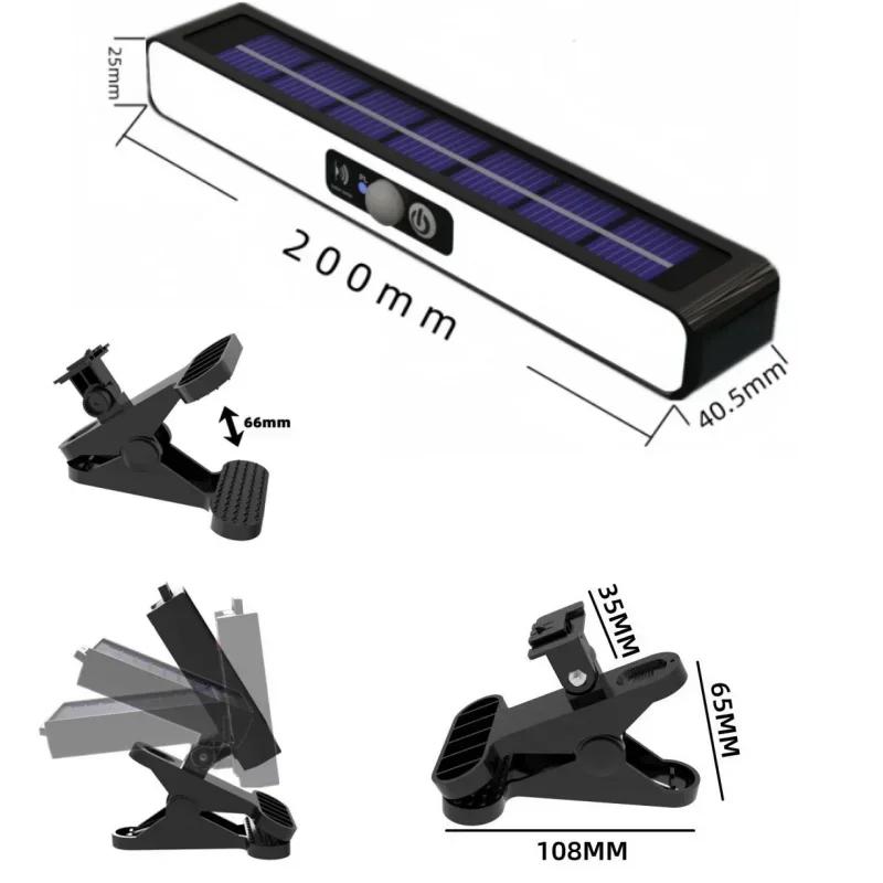 Luci Solari da Esterno Impermeabili a Clip con Sensore di Movimento, Luci Solari per Recinzione Esterne con 36 LED, Luce di Sicurezza Portatile ad Energia Solare