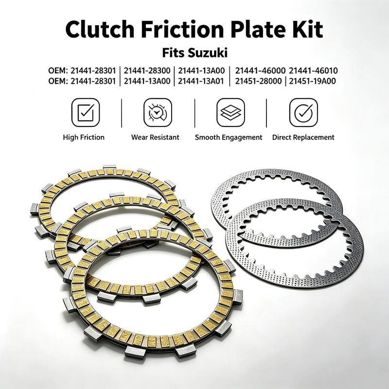 Motorcycle Friction Clutch Plates For Suzuki RG50 PV50 RMX50 TS50X TV50 SMX50 ZR50 ZR50S SKE/SKH GS50 K5 OR50 ET 21441-28301