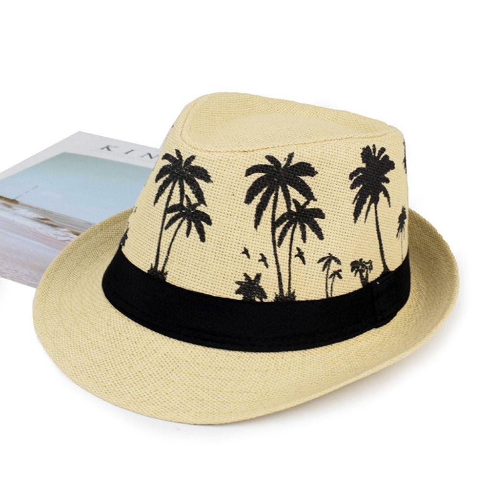 Coconut trees pattern Jazz Hat Breathable Beach Cap Fashion Sunbonnet  Men