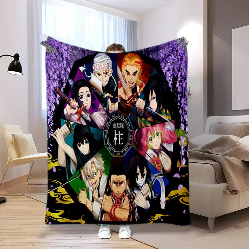 Japanese manga artist Koyoharu Gotouge's Demon Slayer blanket Soft and portable four season home bed, office travel, lunch break, warm blanket K24