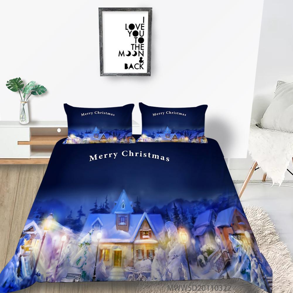 

Пододеяльник, Наволочка, Набор из двух или трех предметов, Полиэстер, 3D цифровая печать, Рождественский подарок. AU Single 145*210