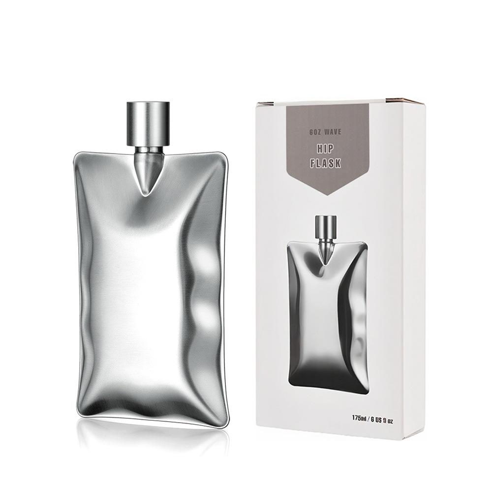 304 Alien Creative Stainless Steel Hip Flask 6oz Wave Hip Flask Outdoor Portable Simple Creative Hip Flask