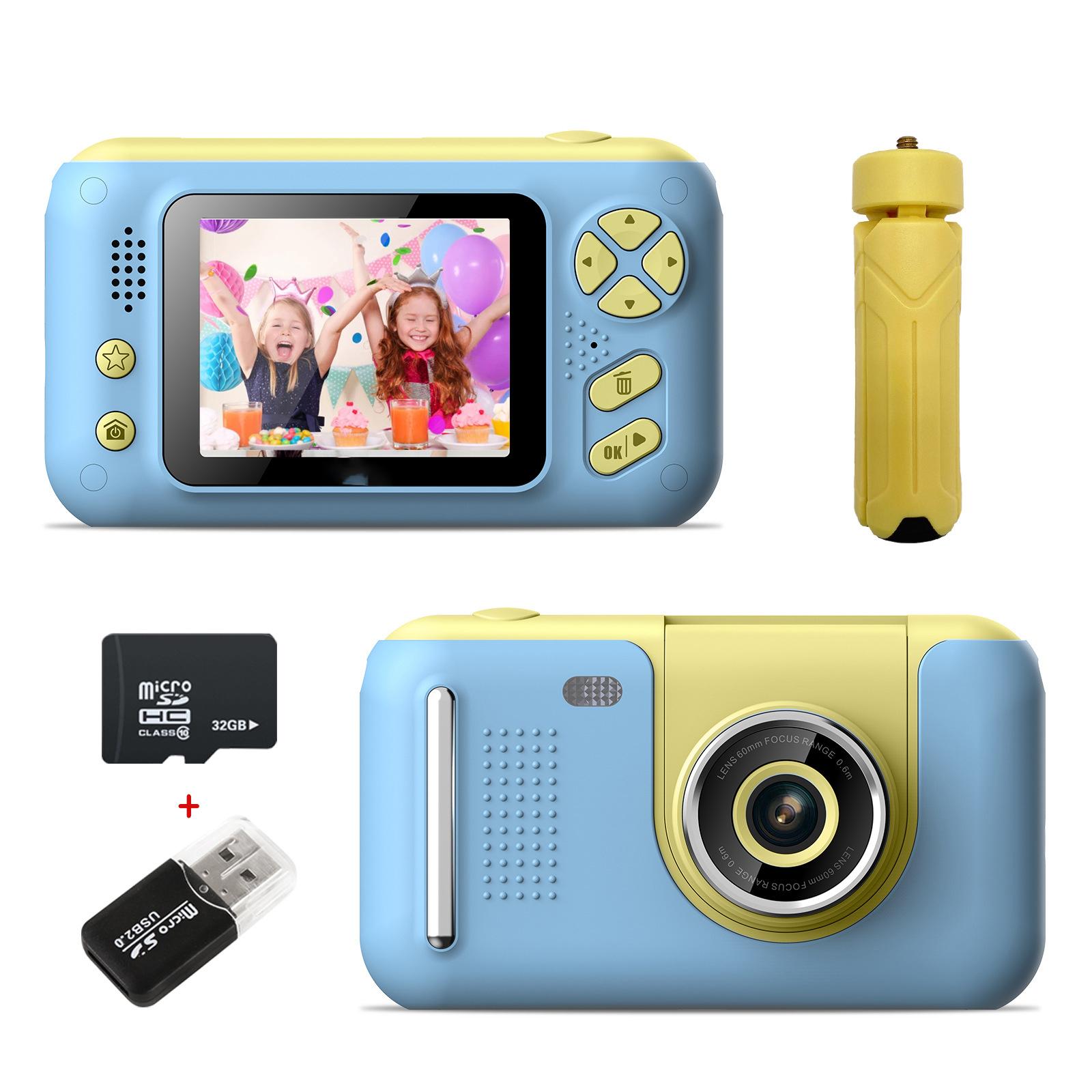 

Детская камера 4000 Вт HD большой экран с откидным объективом, детская цифровая камера может делать селфи Tripod with Full Capacity 32G синий