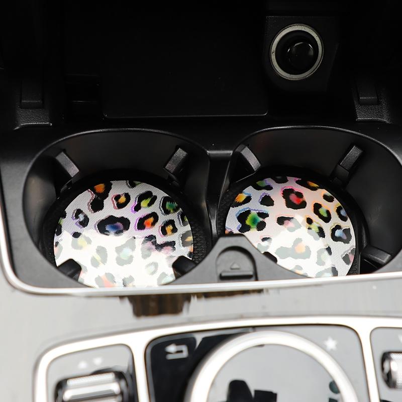 2 Pcs Car Cup Holder Aurora Coasters Set Dust-absorbing Auto Car Cup Holder Soft Rubber for Women