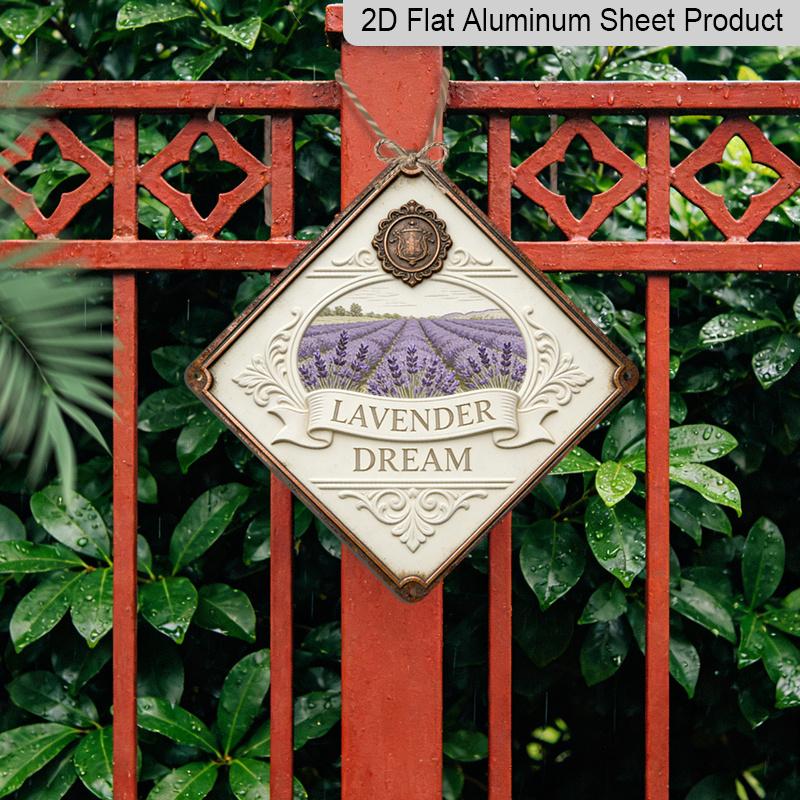 Plano 2D, 1 pieza Decoración de Pared de Flor de Lavanda - Letrero Metálico de Campo de Lavanda Vintage Placa de Aluminio Adecuado para Dormitorio, Jardín, Invernadero - Planta Botánica