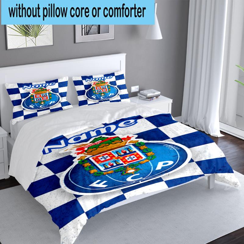 3PCS Custom Name FC Porto Crest Emblem Bedding Set, Including 1pc Duvet Cover And 2pcs Pillowcases, Suitable for dorms and bedrooms Gift