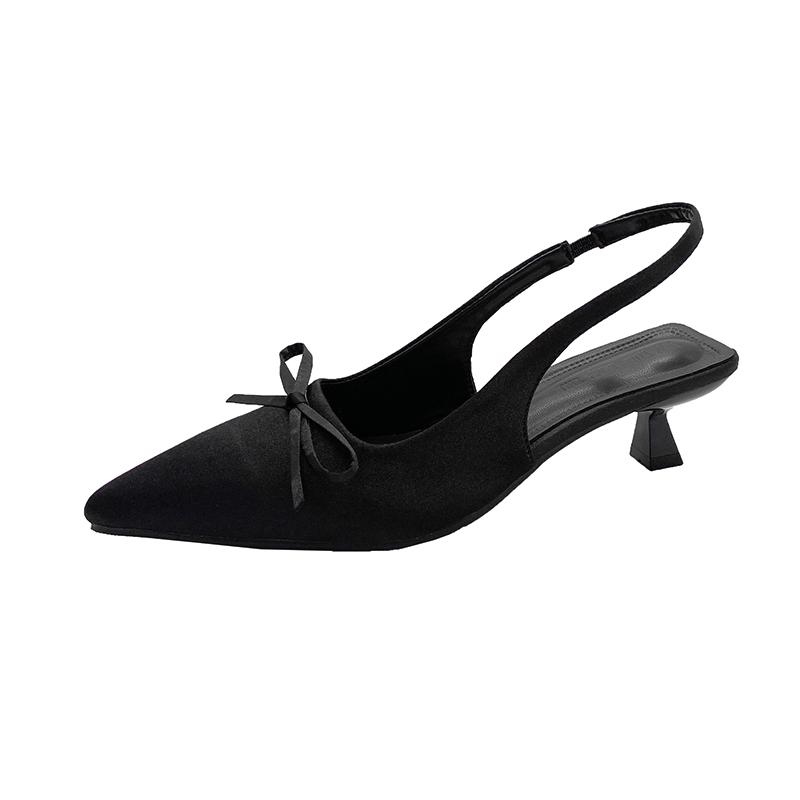 Fashion 2025 New Summer French Wine Patent Leather Mid-heel Overhead Sandals for Women Retro Skinny Heel Back Empty Shoes