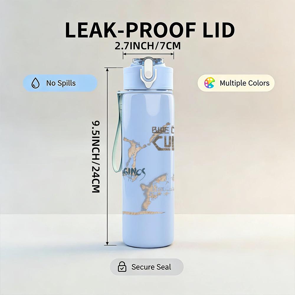 1PC Ballerina Dancer Line Sketch Print 750ml colorful plastic sports water bottle leakproof pop up lid with straw for outdoor work home use