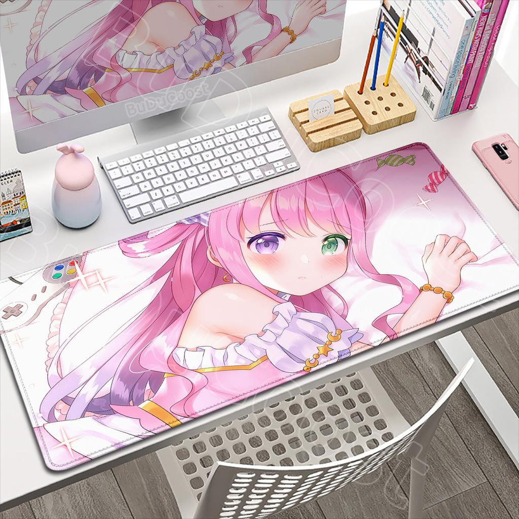 Hololive Anime Kawaii Girl Himemori Luna Mouse Pad Large Laptop Keyboard Mat Non-slip Rubber Base Office Mouse Mats XXL Desk Rug