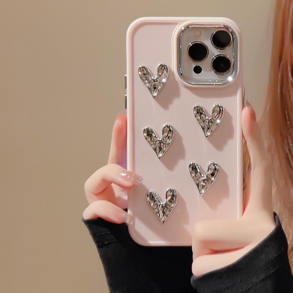 Electroplated Love iPhone 14 Case 13 Apple 12 Fold 11 Suitable for 15Pro Max Metal 13/Xs
