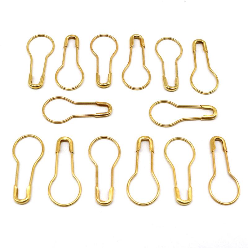30pcs Small Safety Pins 22mm Gourd Shaped Gold Color Iron Pins DIY Knitting Crocheting Tools
