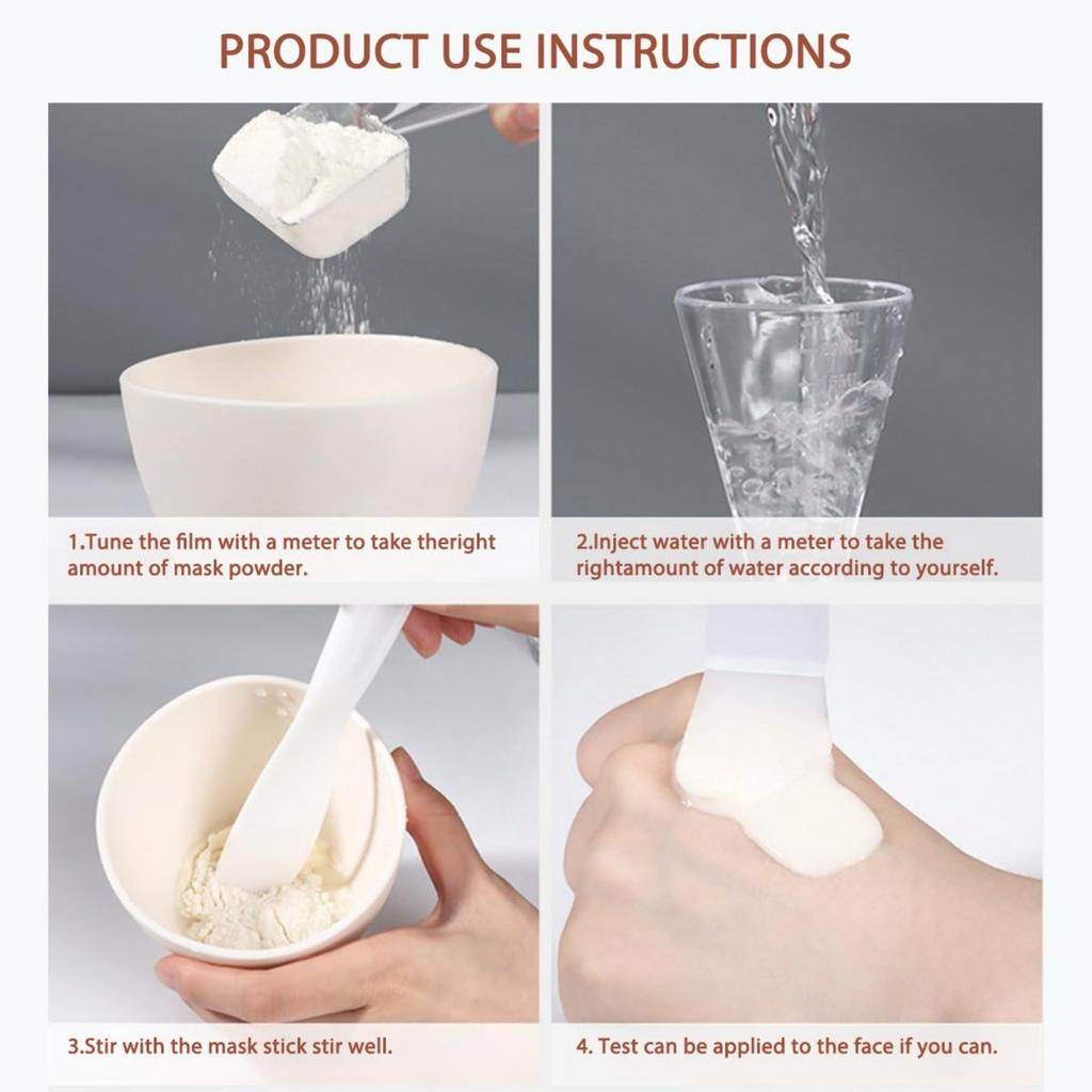 Set de cinci boluri de amestec din silicon Include bol, pensulă, spatulă și pahar gradat Disponibil în trei culori Perfect pentru măști de față DIY la salon acasă