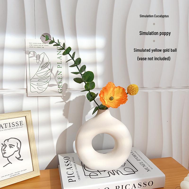 

Japanese Andromeda Artificial Flower Arrangement in Ceramic Vase - Green Hanging Bell Plant for Bedside or Living Room Decor.