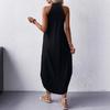 Evropská a americká nová dámská oblečení nezávislá stanice jednobarevná tenká temperamentní dlouhá sukně šaty vesta šle sukně