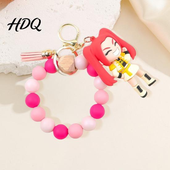 Attractive Kids Keychain Pendant Anime Doll Charm Beads Bracelet Key Companion Chain Party Favor