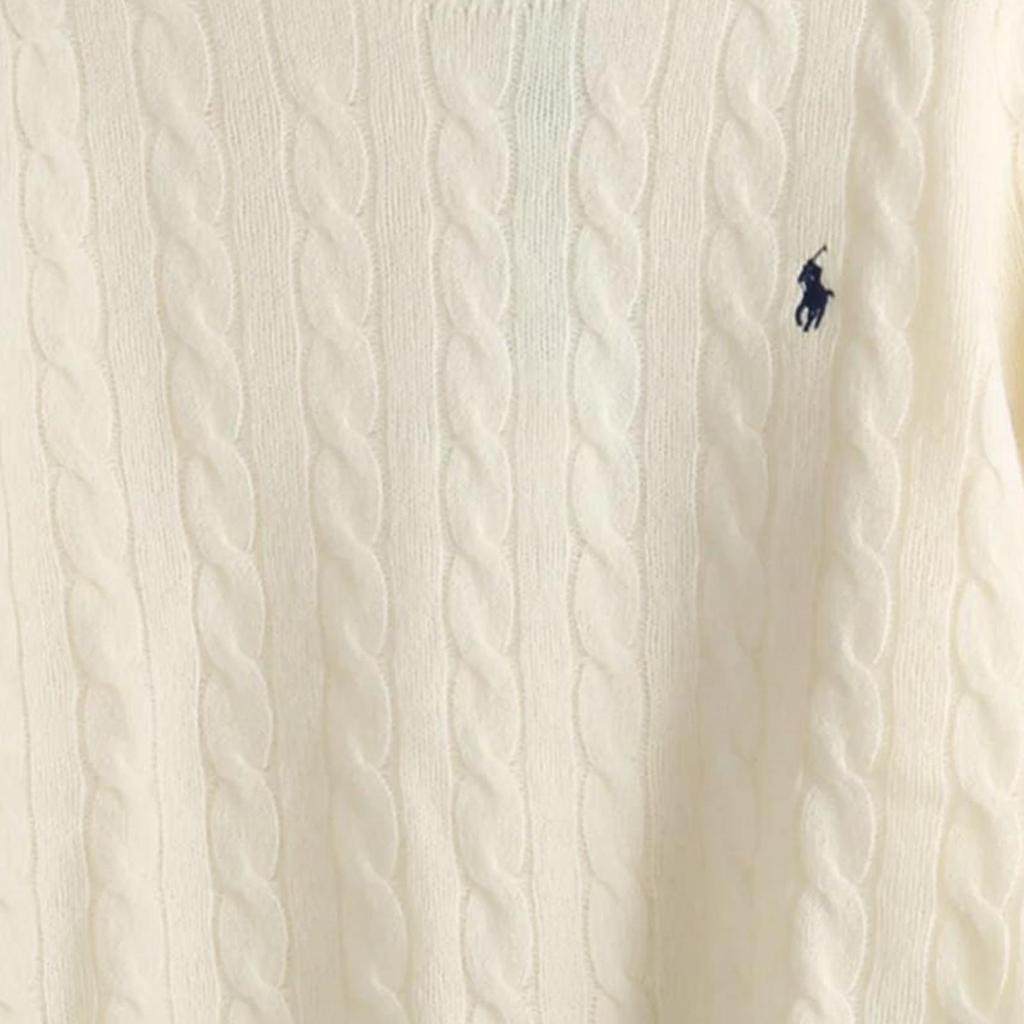 Polo Ralph Lauren Solid Logo Crew Neck Long Sleeve Sweater Women Sweater Cream 211971865-001