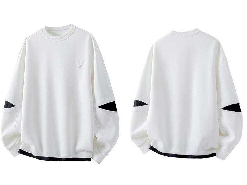 Autumn/Winter American Trend Brand Heavyweight Men's Patchwork Round Neck Long Sleeve Sports Hoodie