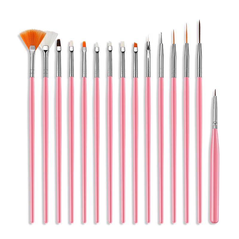 

15-Piece Nail Art Brush Set for Line, Flower, and Dot Painting
