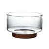 Wood Base Glass Fruit Bowl Transparent Glass Snack Storage Bowl Creative Salad Bowl  Party